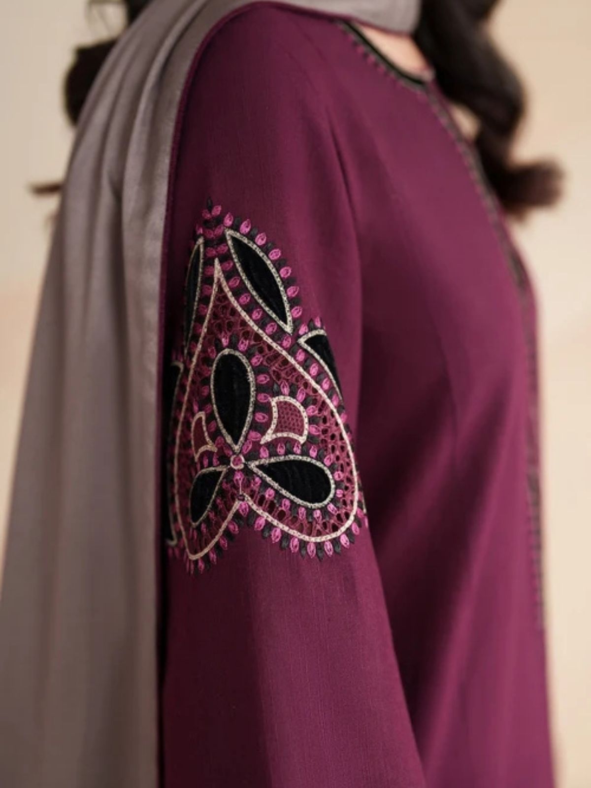 Dhanak 3pc unstitched winter collection embroidered suit
