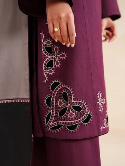 Dhanak 3pc unstitched winter collection embroidered suit