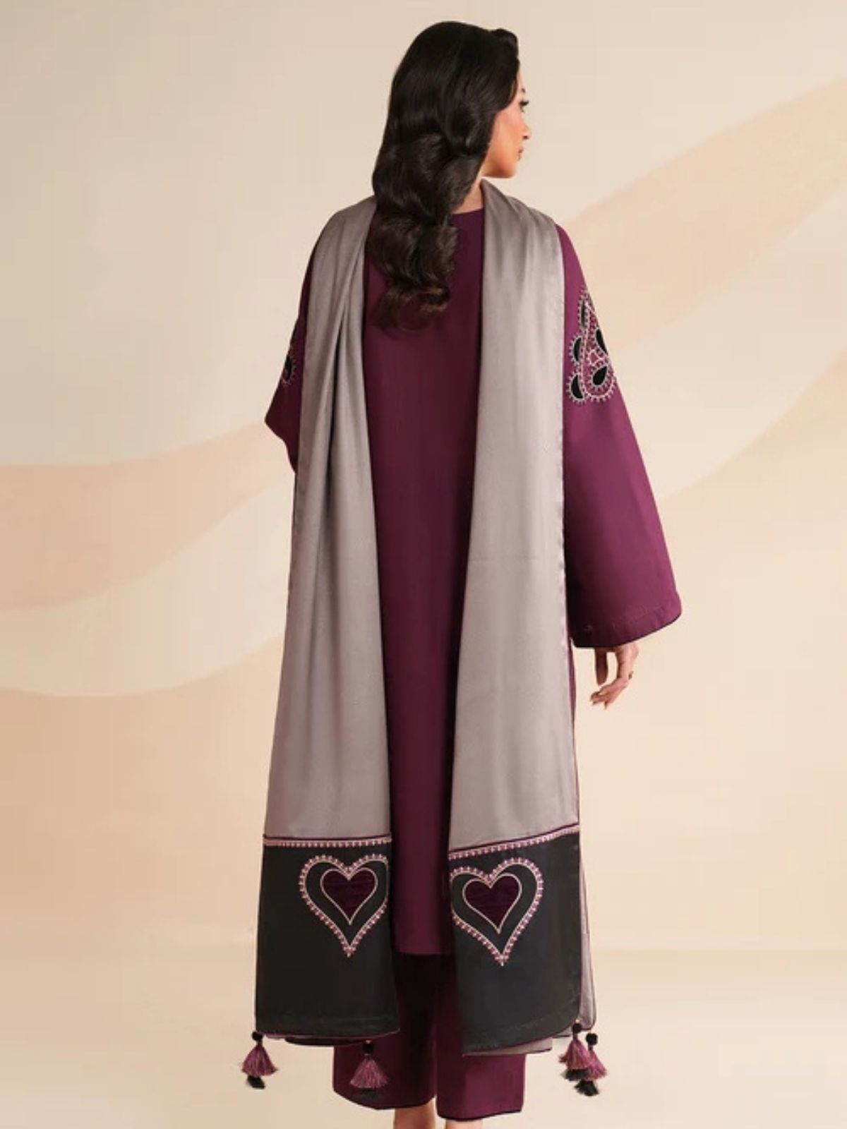 Dhanak 3pc unstitched winter collection embroidered suit