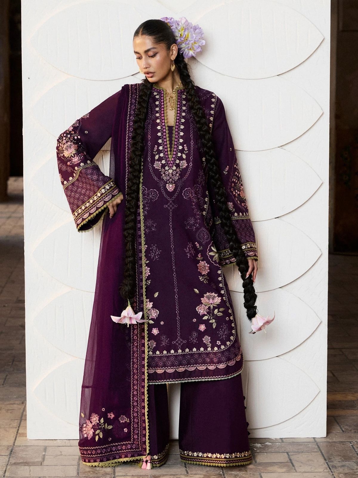 Dhanak 3pc unstitched embroidered female collection winter new arrivals suit