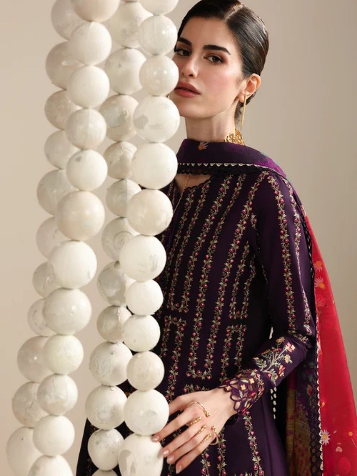 Dhanak 3pc unstitched winter collection embroidered suit