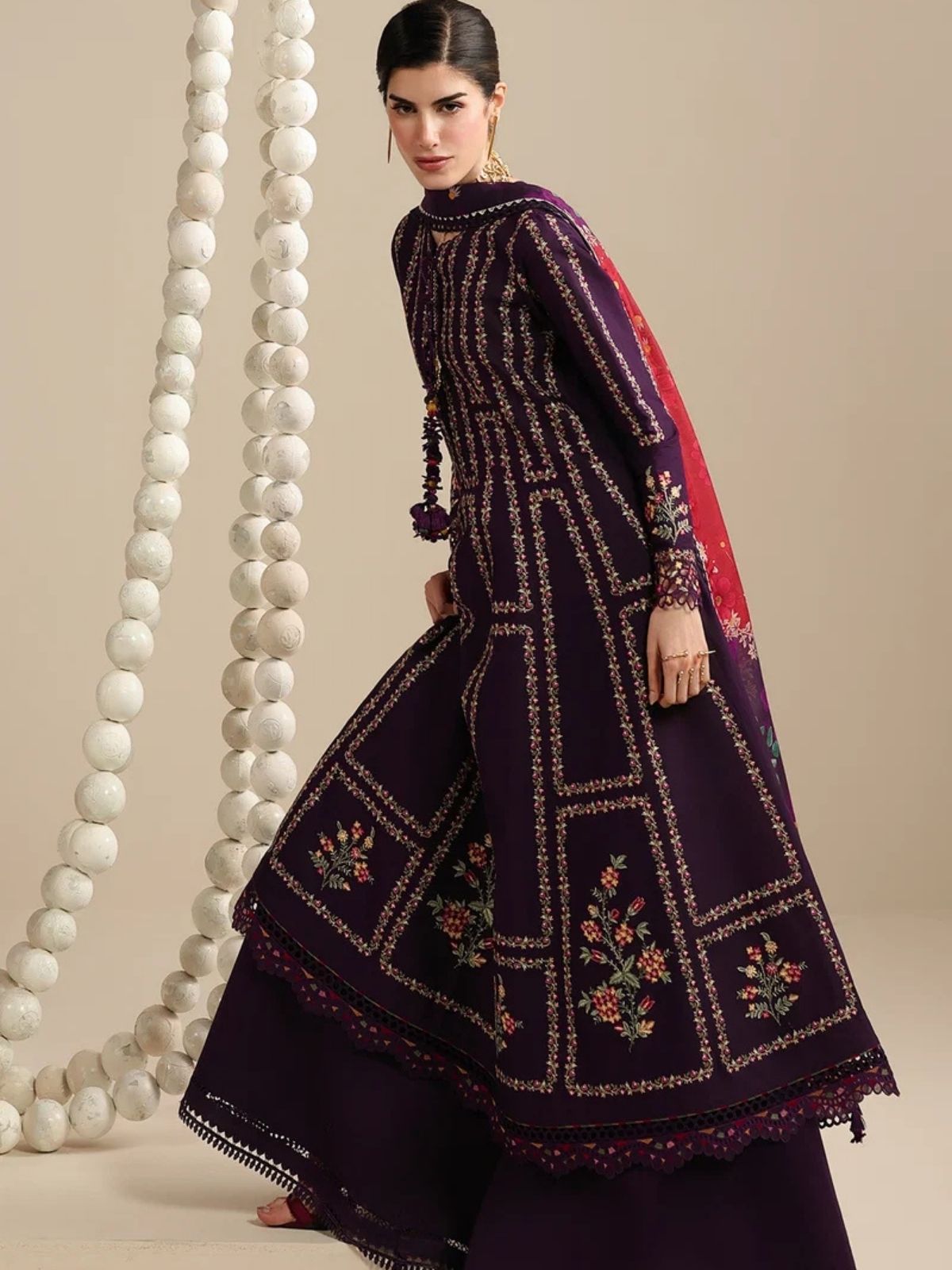 Dhanak 3pc unstitched winter collection embroidered suit