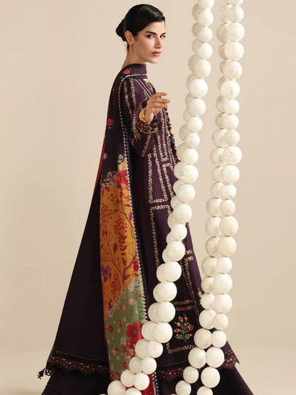 Dhanak 3pc unstitched winter collection embroidered suit