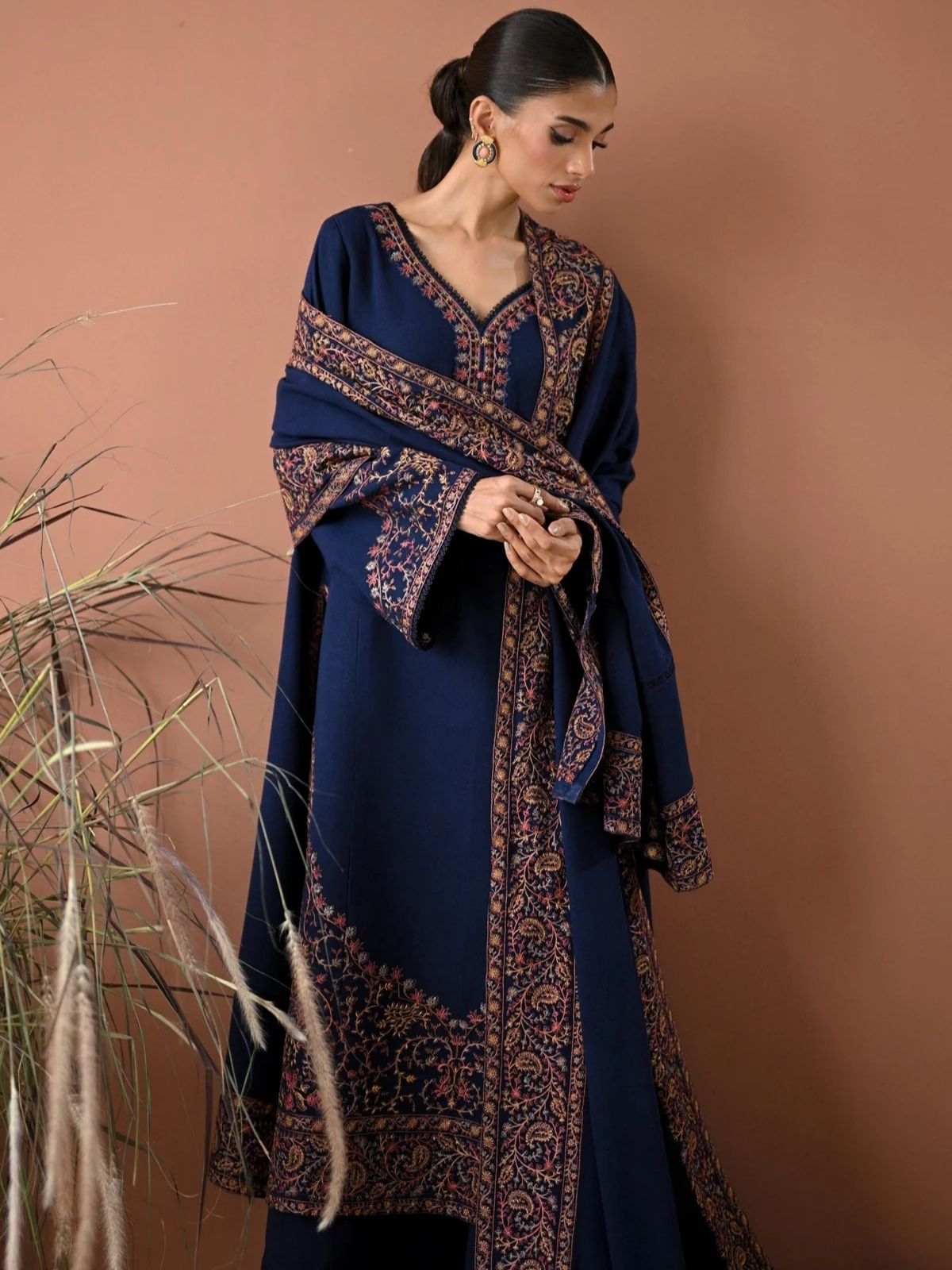 Dhanak 3pc unstitched embroidered winter collection suit
