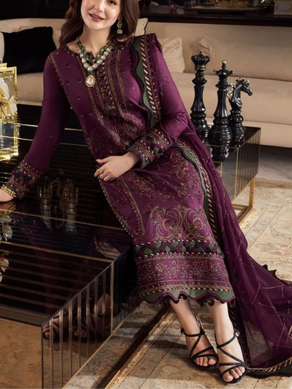 Dhanak 3pc unstitched embroidered winter collection suit