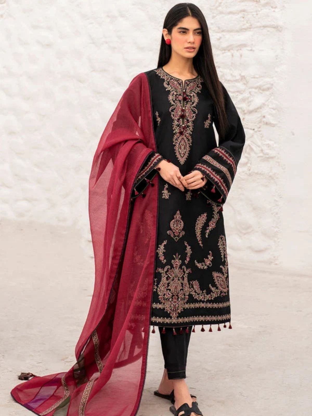 Dhanak 3pc embroidered winter collection suit