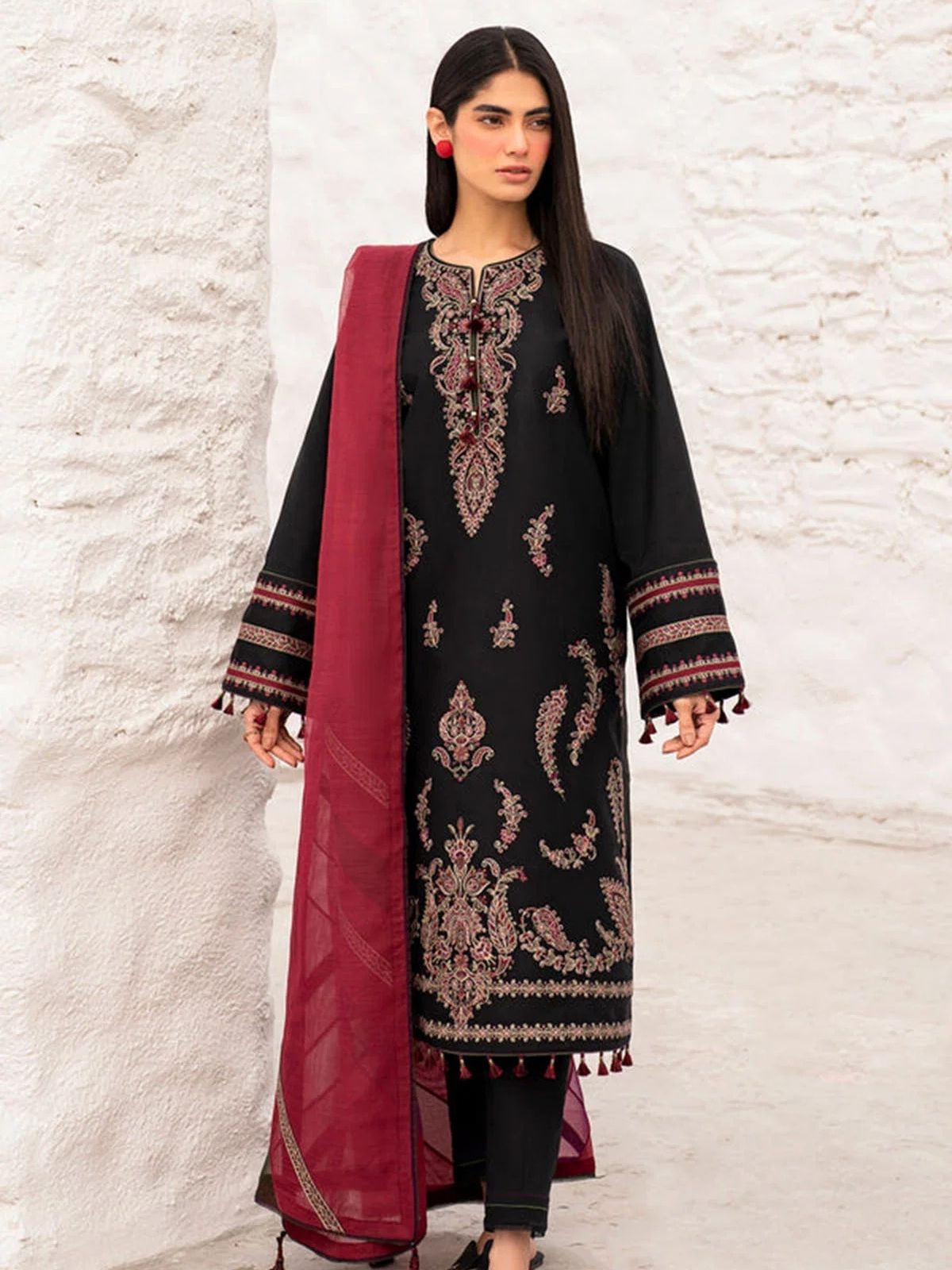 Dhanak 3pc embroidered winter collection suit