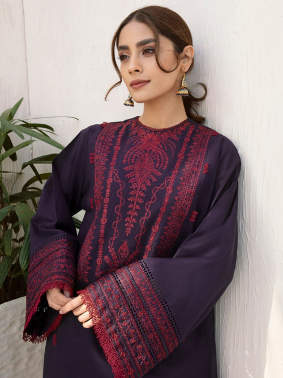 Dhanak 3pc unstitched winter collection embroidered suit