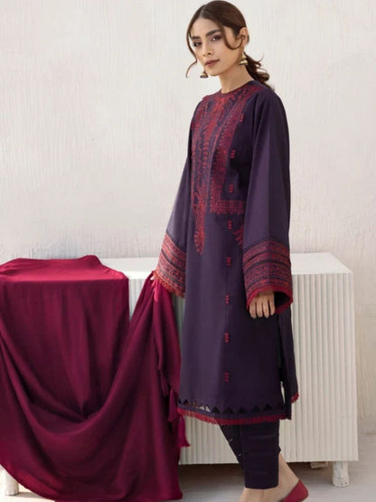 Dhanak 3pc unstitched winter collection embroidered suit