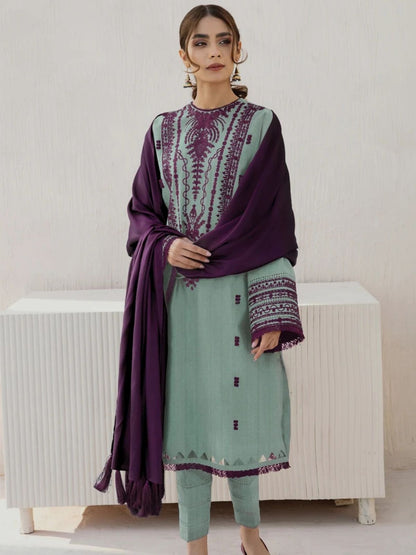 Dhanak 3pc unstitched winter collection embroidered suit