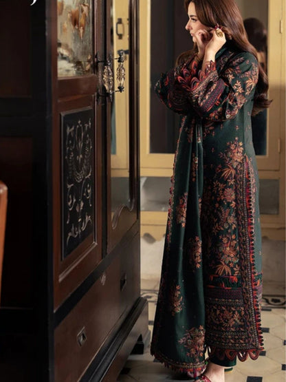 Dhanak 3pc unstitched winter collection embroidered suit