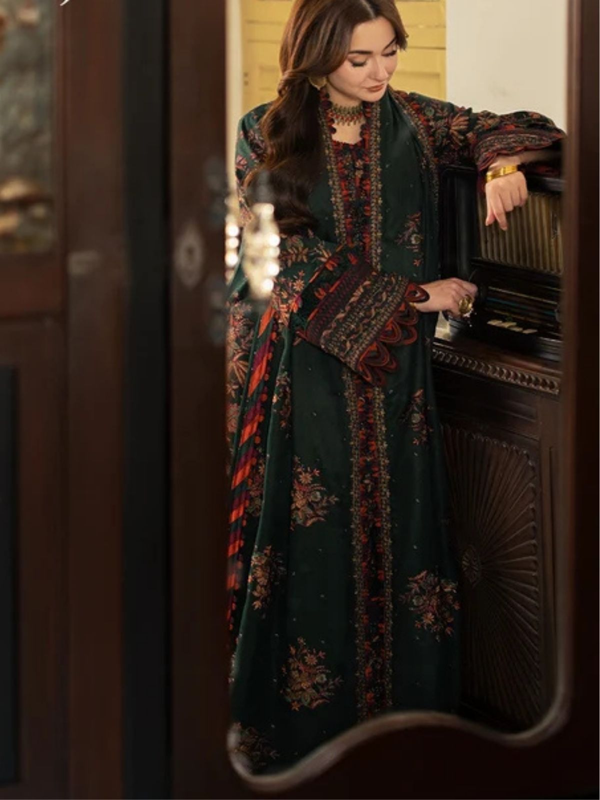Dhanak 3pc unstitched winter collection embroidered suit