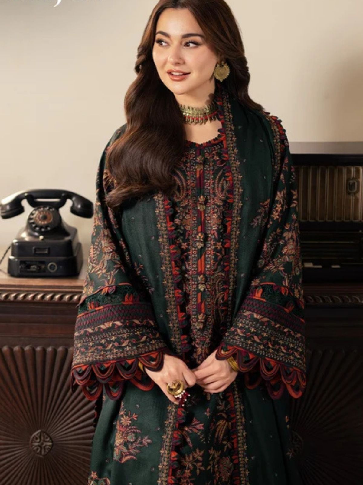 Dhanak 3pc unstitched winter collection embroidered suit