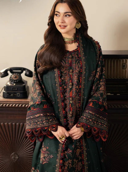 Dhanak 3pc unstitched winter collection embroidered suit