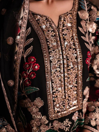 Dhanak 3pc unstitched embroidered winter collection suit