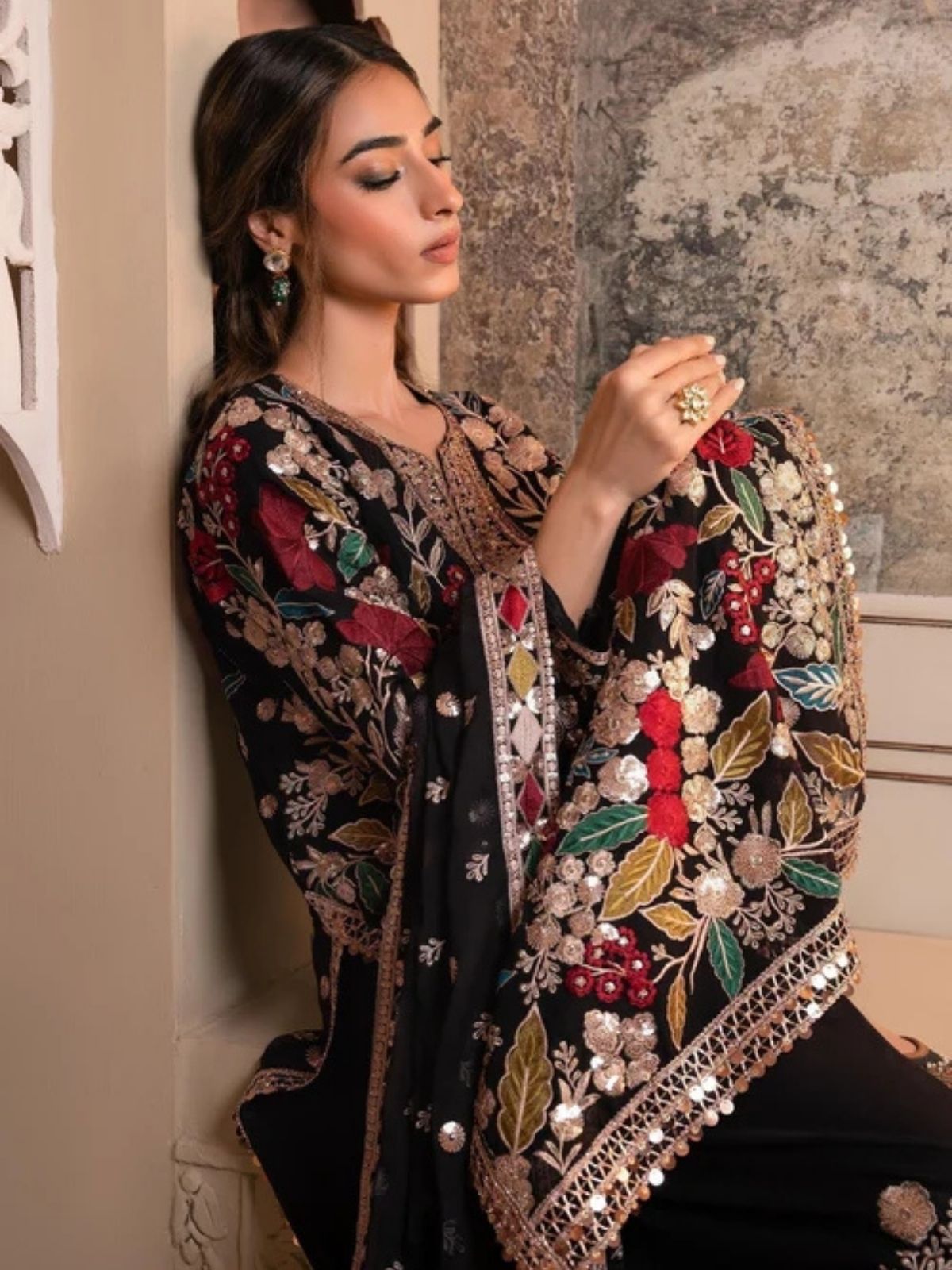 Dhanak 3pc unstitched embroidered winter collection suit