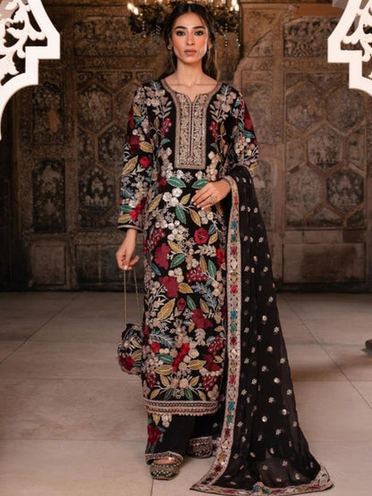 Dhanak 3pc unstitched embroidered winter collection suit