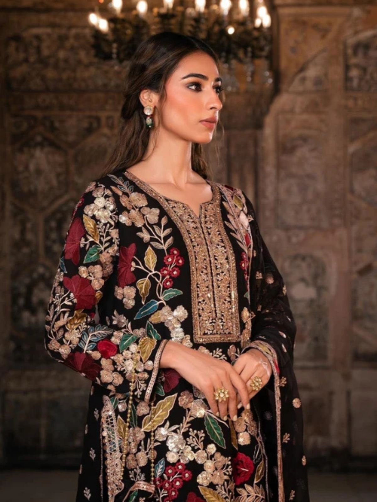 Dhanak 3pc unstitched embroidered winter collection suit