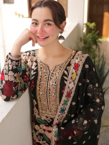 Dhanak 3pc unstitched embroidered winter collection suit