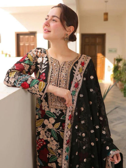 Dhanak 3pc unstitched embroidered winter collection suit