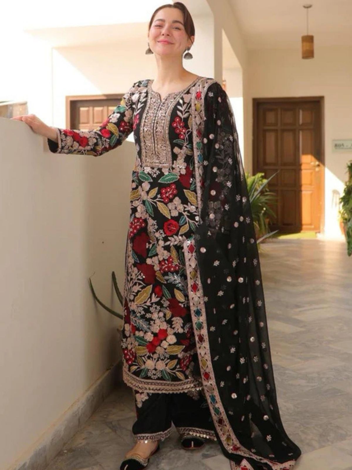 Dhanak 3pc unstitched embroidered winter collection suit
