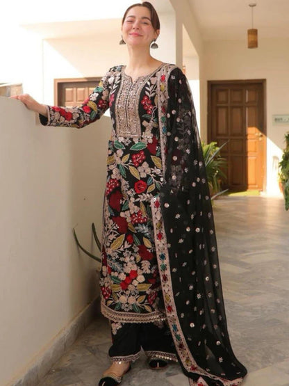Dhanak 3pc unstitched embroidered winter collection suit