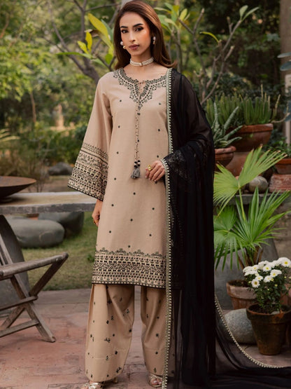 Dhanak 3pc unstitched embroidered winter collection
