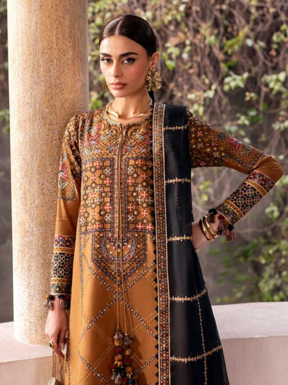 Dhanak 3pc usntitched winter collection embroidered suit