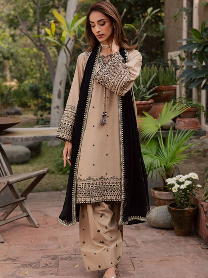 Dhanak 3pc unstitched embroidered winter collection
