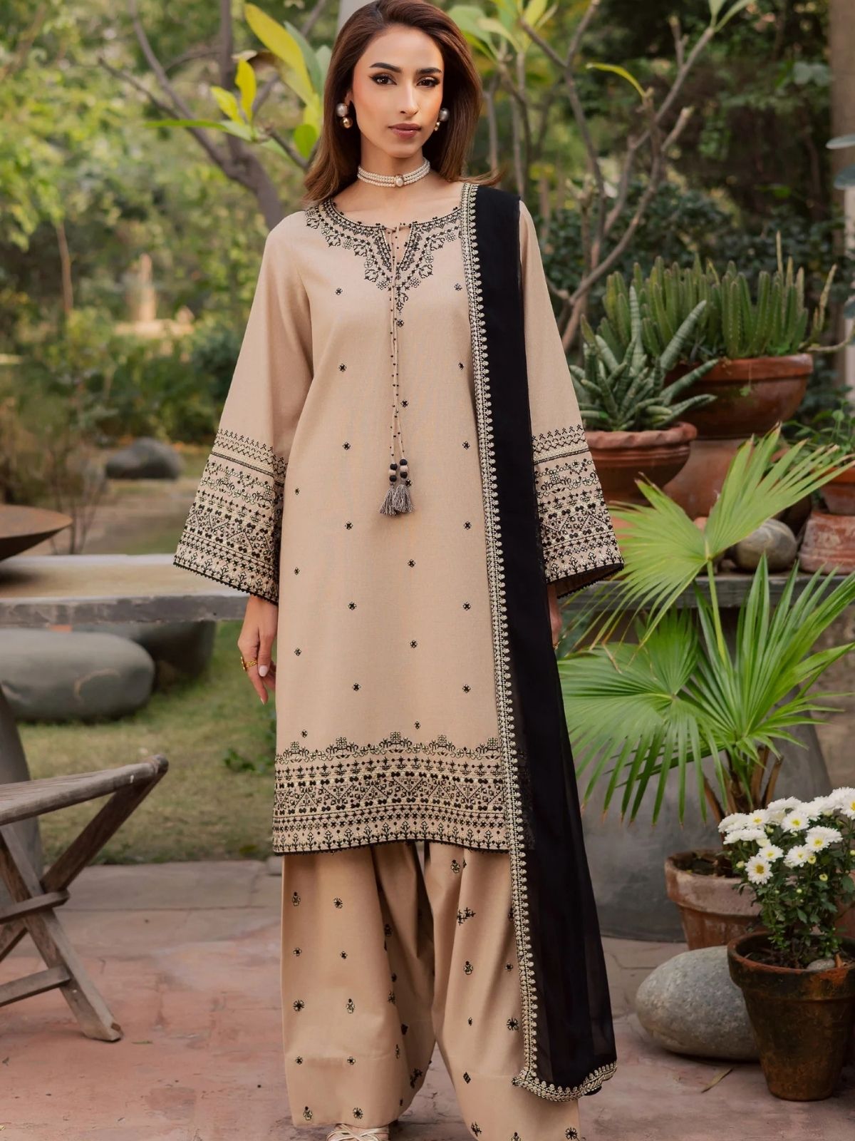 Dhanak 3pc unstitched embroidered winter collection