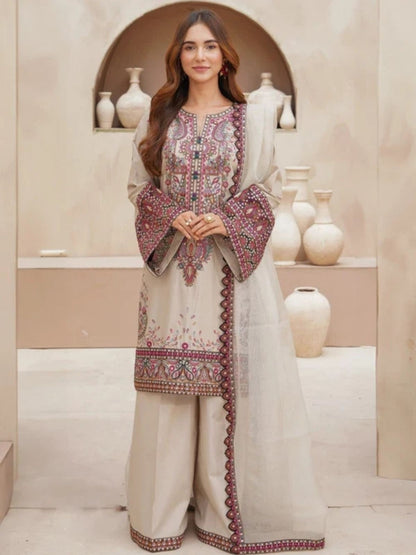 Dhanak 3pc unstitched embroidered winter collection suit