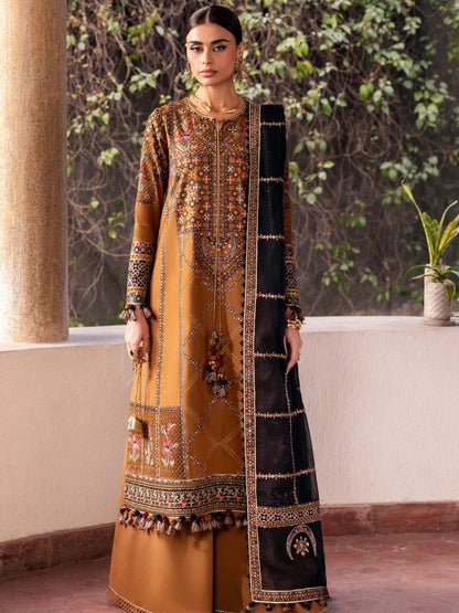 Dhanak 3pc usntitched winter collection embroidered suit