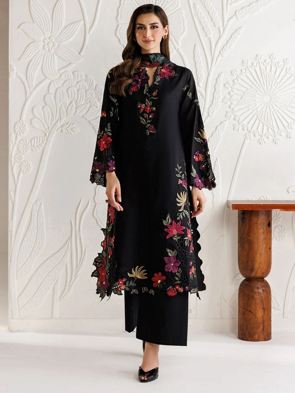 Dhanak 3pc unstitched embroidered winter collection suit