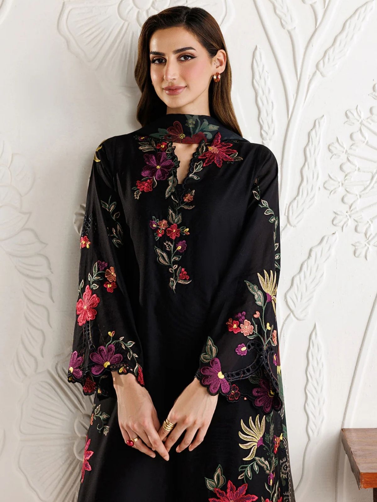 Dhanak 3pc unstitched embroidered winter collection suit