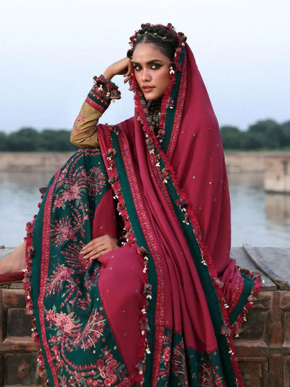Dhanak 3pc unstitched winter collection embroidered suit