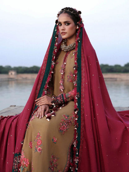 Dhanak 3pc unstitched winter collection embroidered suit