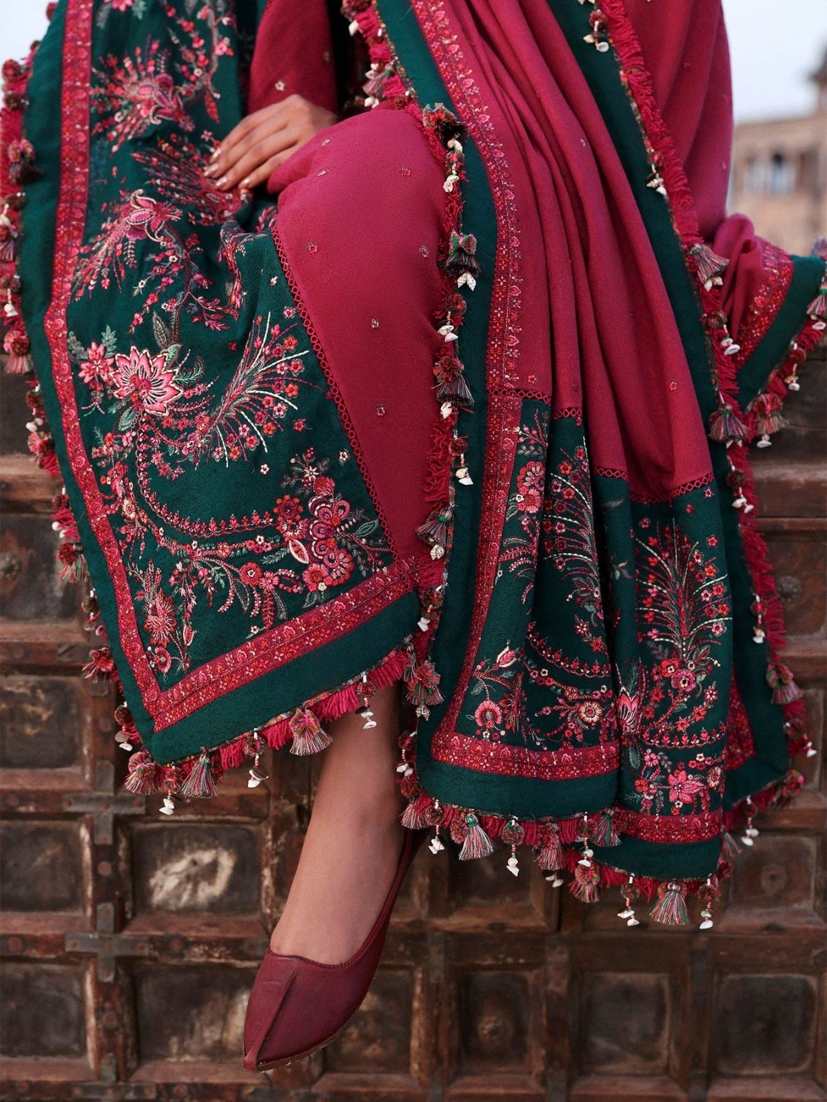 Dhanak 3pc unstitched winter collection embroidered suit