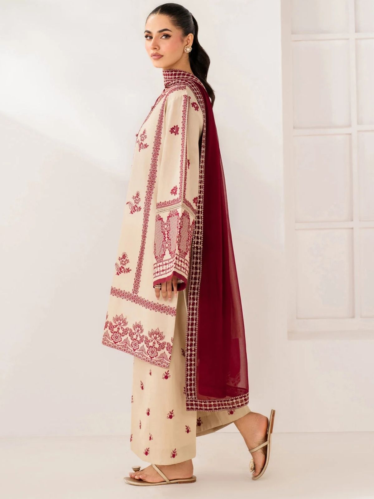 Dhanak 3pc unstitched embroidered winter collection suit