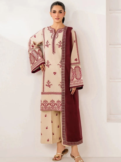 Dhanak 3pc unstitched embroidered winter collection suit