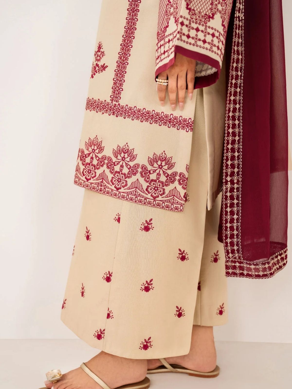 Dhanak 3pc unstitched embroidered winter collection suit