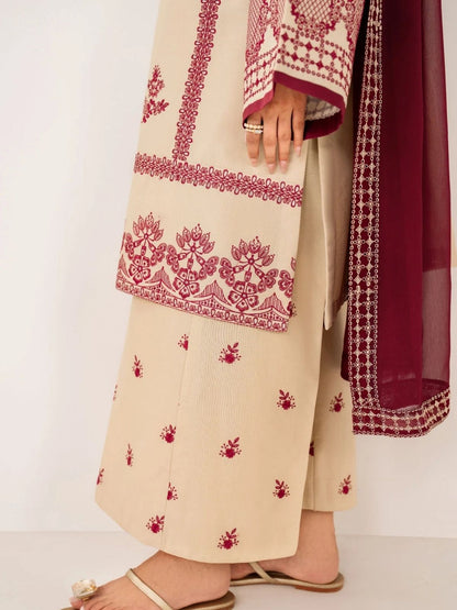 Dhanak 3pc unstitched embroidered winter collection suit