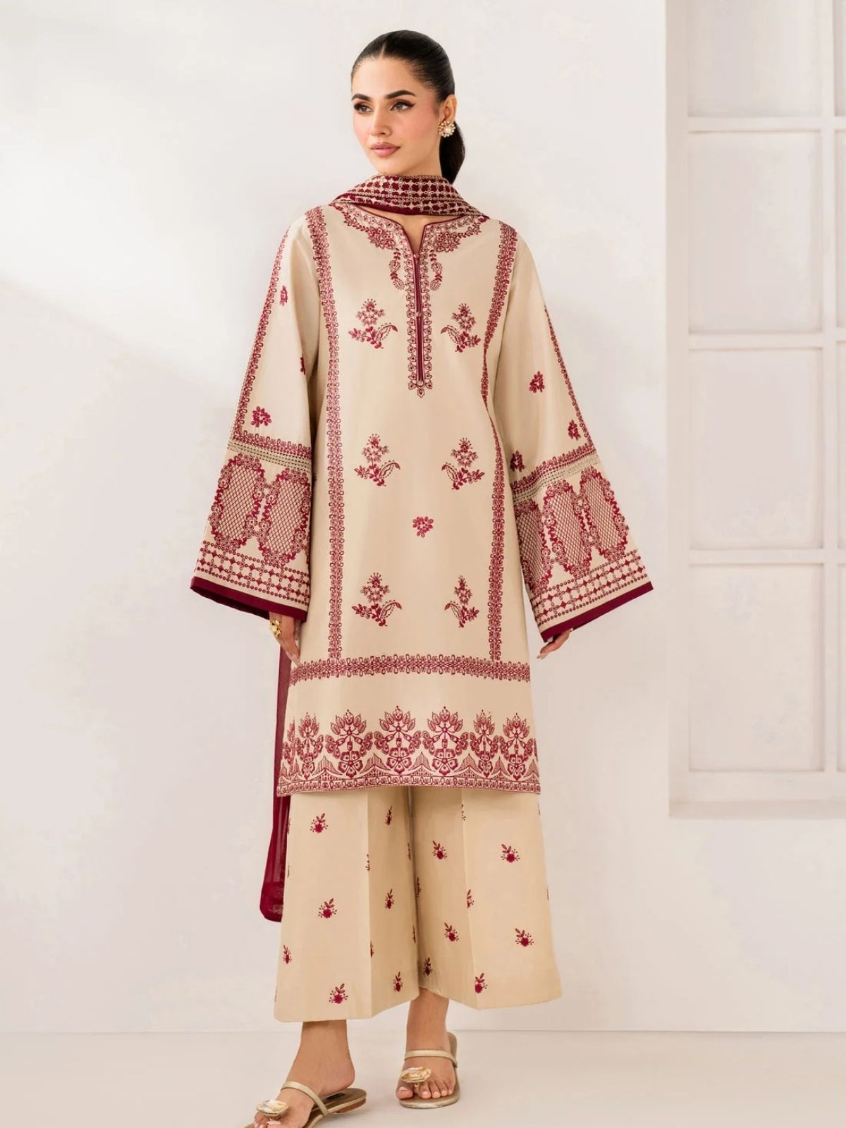 Dhanak 3pc unstitched embroidered winter collection suit