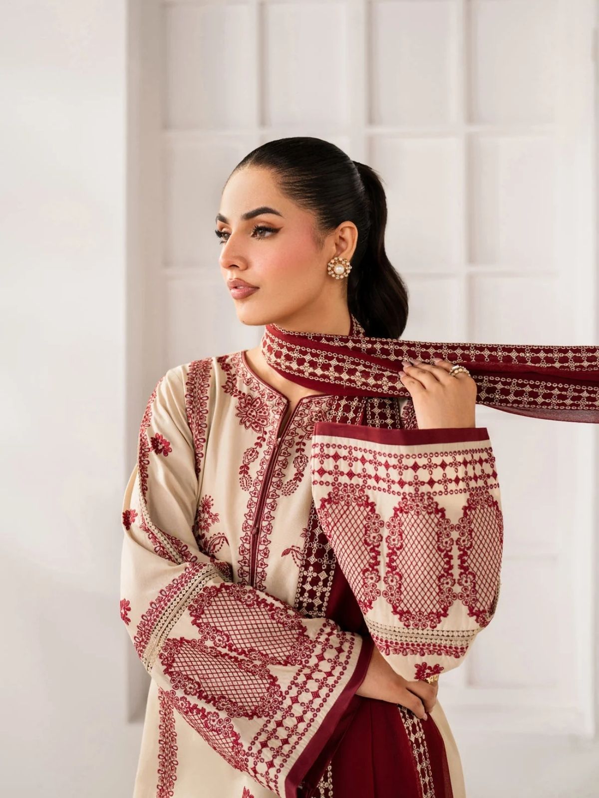 Dhanak 3pc unstitched embroidered winter collection suit