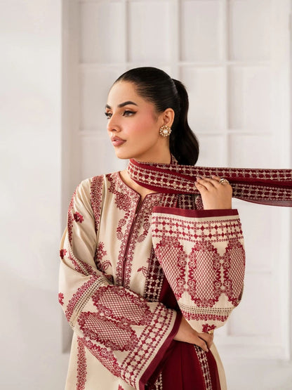 Dhanak 3pc unstitched embroidered winter collection suit