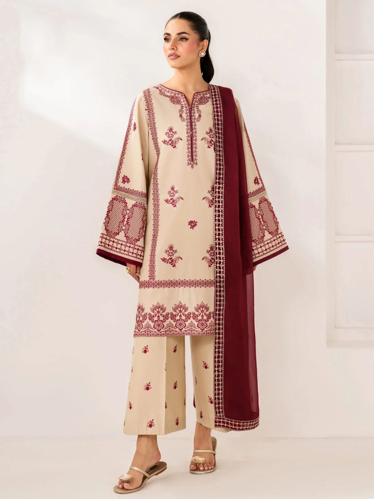 Dhanak 3pc unstitched embroidered winter collection suit