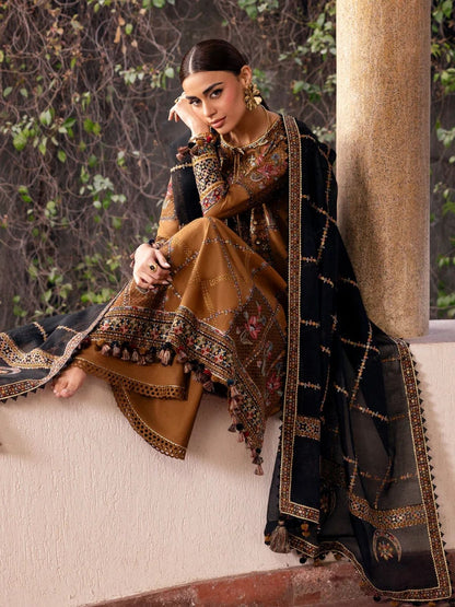 Dhanak 3pc usntitched winter collection embroidered suit