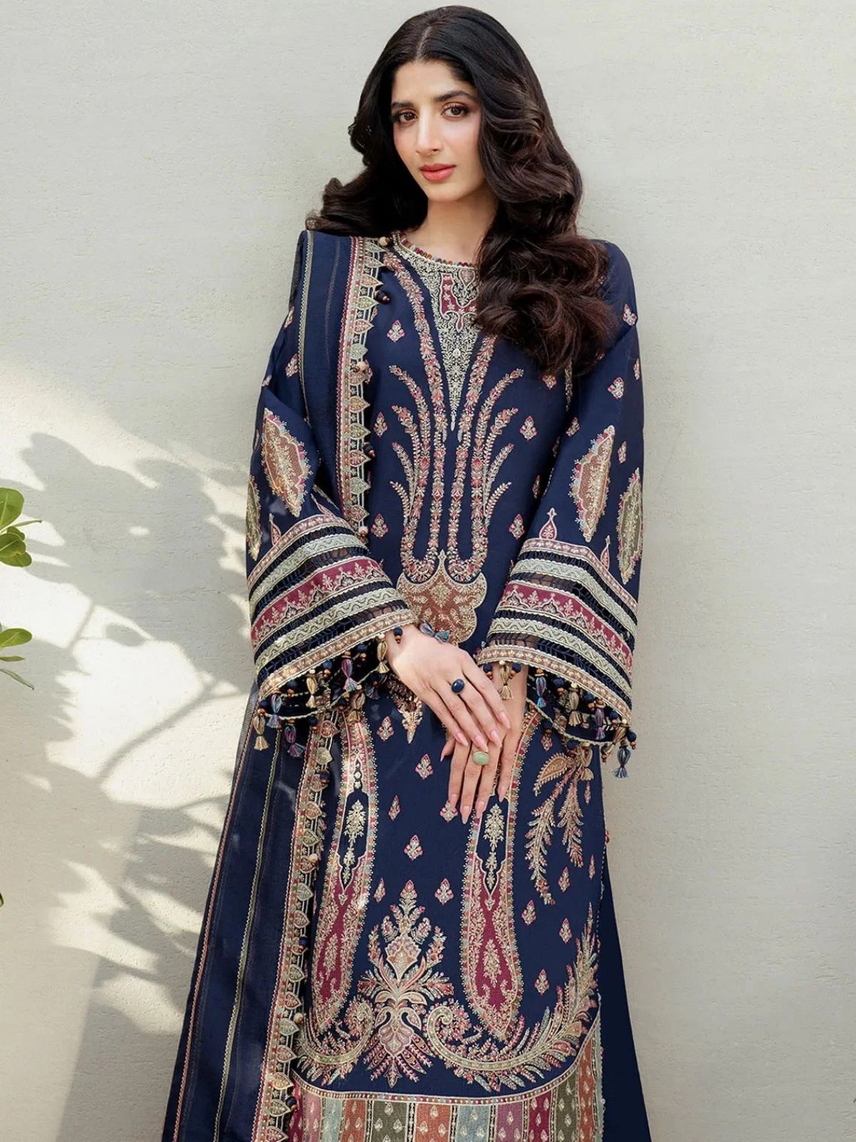 Dhanak 3pc unstitched embroidered winter collection suit