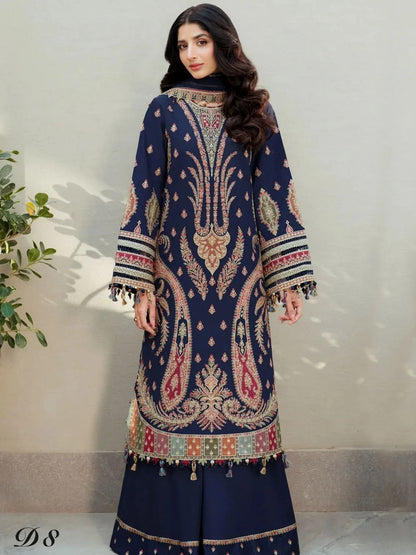 Dhanak 3pc unstitched embroidered winter collection suit