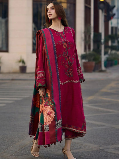 Dhanak 3pc unstitched embroidered winter collection