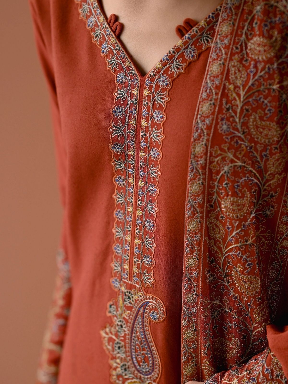 Dhanak 3pc unstitched winter collection embroidered suit
